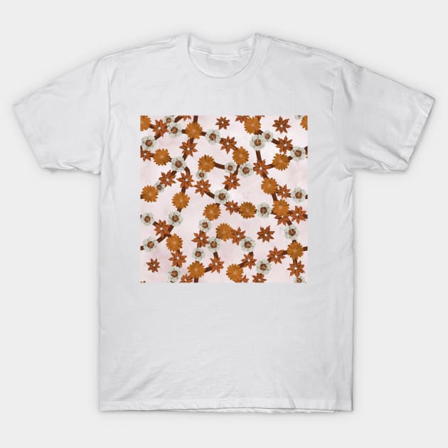 Caramel Peanute Foliage Pattern T-Shirt by cesartorresart